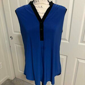 Women's Royal Blue & Black Striped Blouse Size L